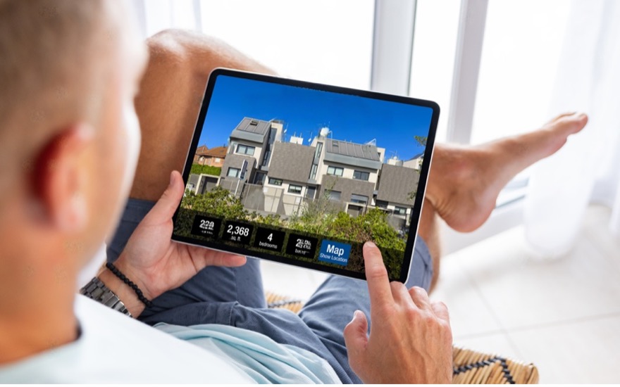 Property listing on tablet